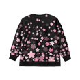 thumbnail image 5 of Xoenoiee Cherry Blossom Print Girls Drop Shoulder Crewneck Sweatshirt, Oversized Long Sleeve Pullover with Side Slit, Casual Loose Fit Y2K Top for Teens, Size 7-8 Years, 5 of 7