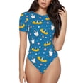 thumbnail image 1 of Balery Cartoon Goose Body de cuello redondo de manga corta para mujer Tops de manga corta Tops básicos-Small, 1 of 7