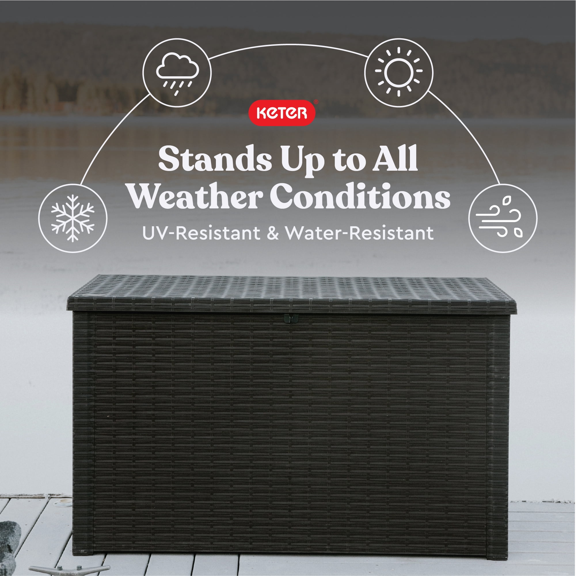 Keter Java 230 Gallon XL Durable Resin Outdoor Deck Box Storage Organization, Grey