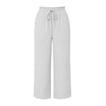 thumbnail image 6 of GUACER Womens Wide Leg Linen Blend Pants High Waist Drawstring Casual Lounge Trousers with Pockets, 6 of 6