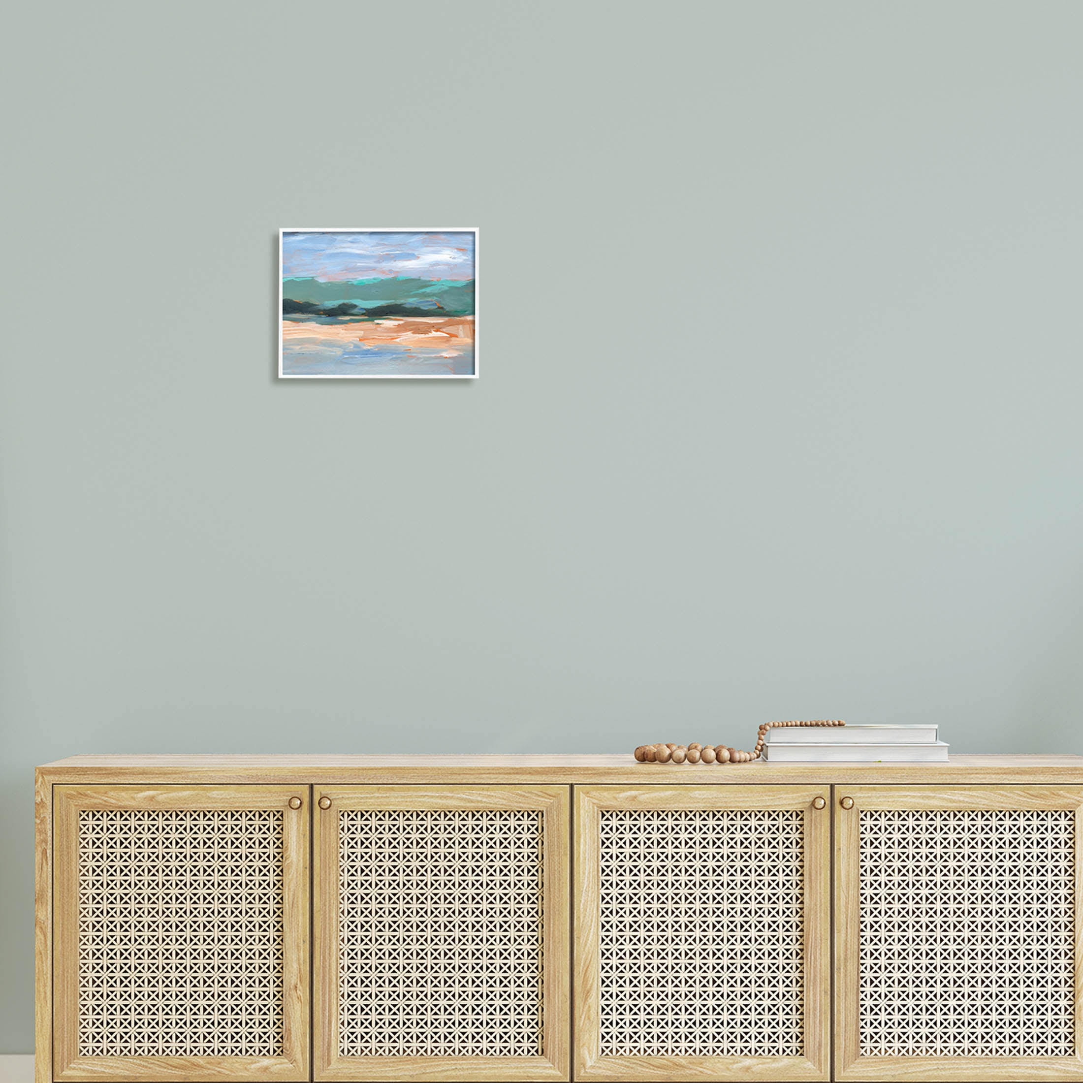 Modern Lake Brushed Scenery Landscape Painting White Framed Art Print Wall Art