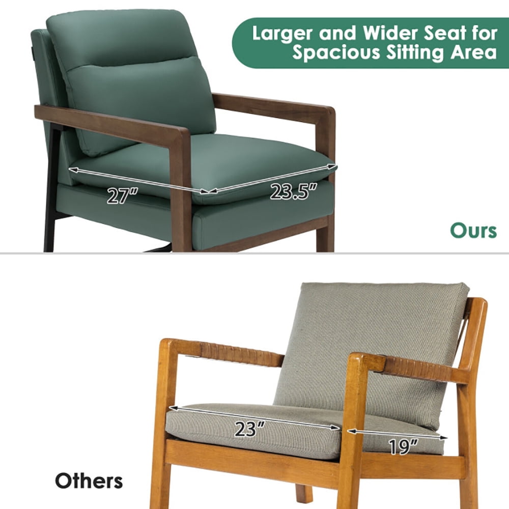 Finihen Accent Armchair, Classic Accent Armchair with Rubber Wood Legs and Armrests, for Living Room, Bedroom, Green Finihen Accent Armchair, Classic Accent Armchair with Rubber Wood Legs and Armrests, for Living Room, Bedroom, Green