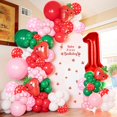 thumbnail image 4 of Kit d'Arche Guirlande de Ballons de Décoration de Fête aux Fraises, 143 Pcs Ballons Assortis Rouges et Roses Ballons en Feuille aux Fraises pour Fournitures de Fête d'Anniversaire Premier Thème Garçon Fille Baie et Décoration de Shower de Bébé, 4 of 6
