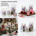 thumbnail image 6 of Goyuon Lavender Flameless Candles, Battery Operated LED Pillar Candles with 2/4/6/8H Timer, Flickering Candle for Wedding, Holiday, Spring Decor, Set of 3 (D3”x H4” 5” 6”), 6 of 6