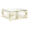 thumbnail image 5 of American Home Classic Edward Square Metal-Glass Coffee Table in Brushed Brass, 5 of 11