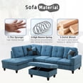 thumbnail image 3 of Aukfa 103" Sectional Sofa with Storage Ottoman, L Shape Couch for Living Room, Left Facing Chaise, Flannel, Blue, 3 of 11