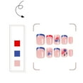 thumbnail image 2 of Short Square Press on Nails Glitter French Tip False Glue on Nail American Flag Designs for Independence Day False Nails Women 24pcs, 2 of 7