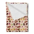 thumbnail image 2 of Dessert Soft Flannel Fleece Throw Blanket, Pattern with Fruity and Chocolate Cakes on the Colorful Dotted Background, Cozy Plush for Indoor and Outdoor Use, 50" x 60", Multicolor, by Ambesonne, 2 of 5