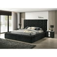 thumbnail image 7 of Miekor Furniture Modern Bedroom Sanctuary Black Velvet Plush Tufted Headboard Concealed Storage 1pc Queen Bed 69904, 7 of 7