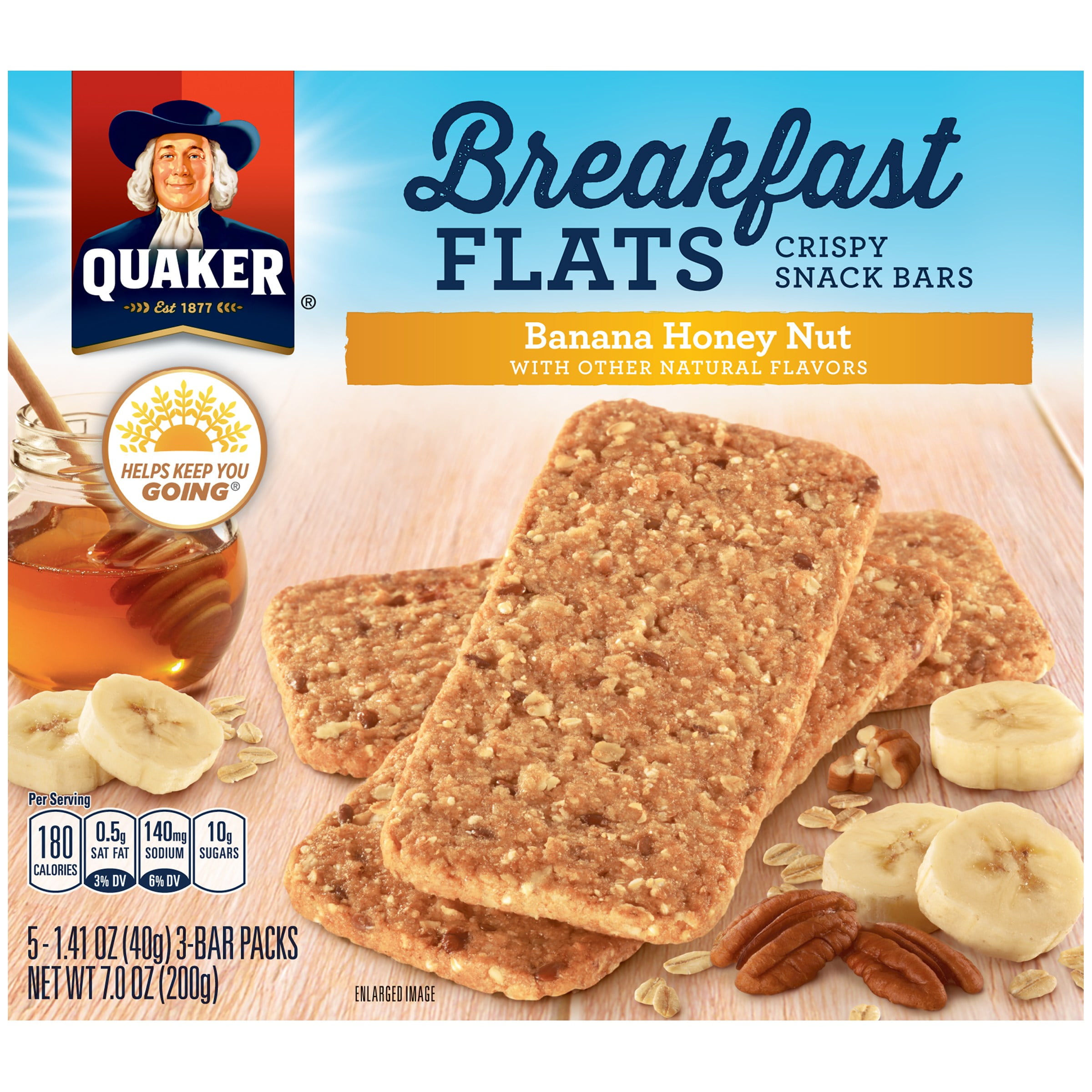 Quaker Breakfast Flats Breakfast Bars Banana Honey Nut 5 Count