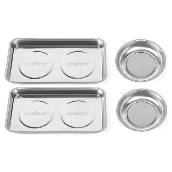 Juego de bandejas de piezas magnéticas HORUSDY de acero inoxidable de 4 piezas