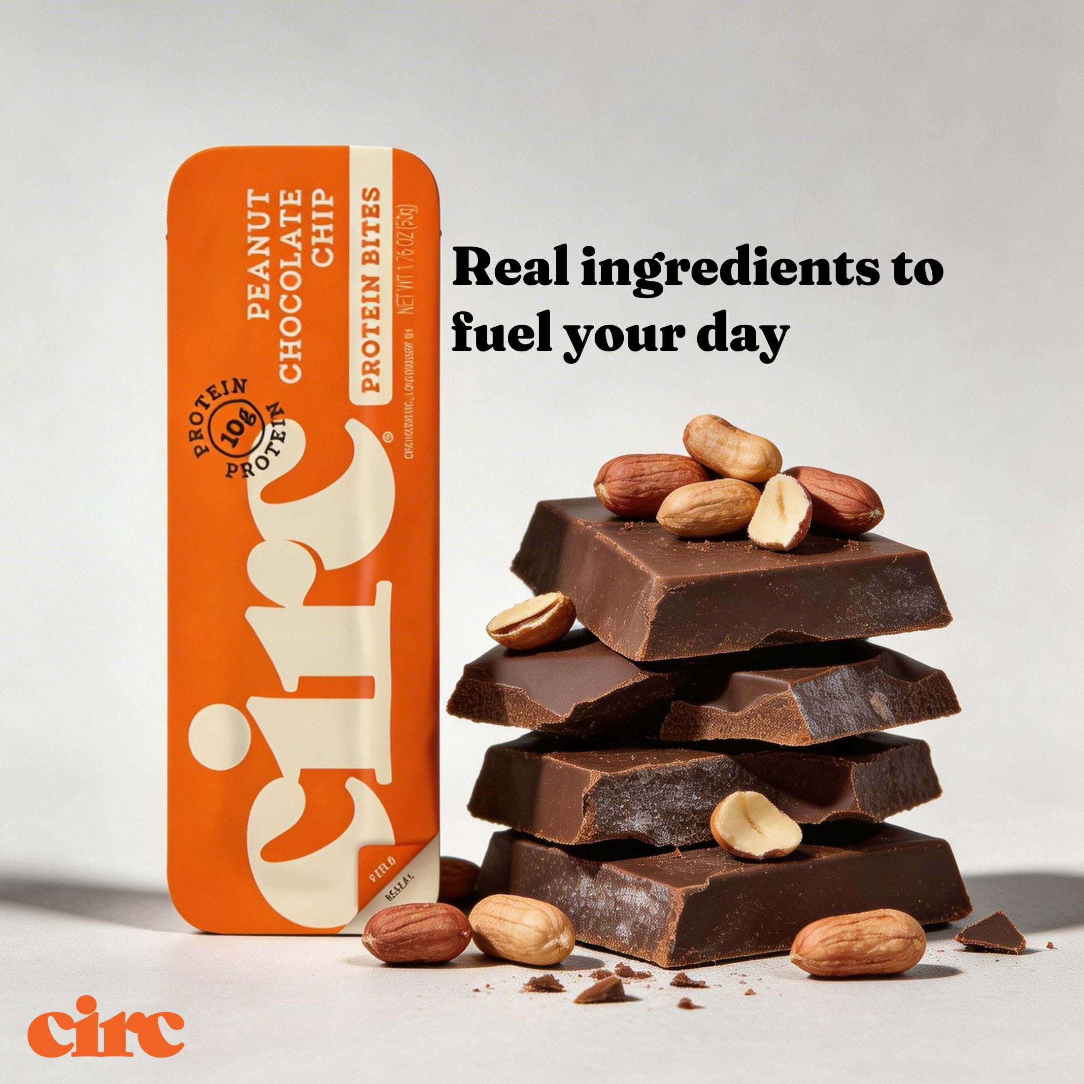 Circ Peanut Chocolate Chip Protein Bites, Gluten-Free Protein Balls 5 Pack