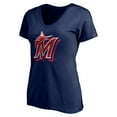thumbnail image 2 of Women's Navy Miami Marlins Red White and Team V-Neck T-Shirt, 2 of 3