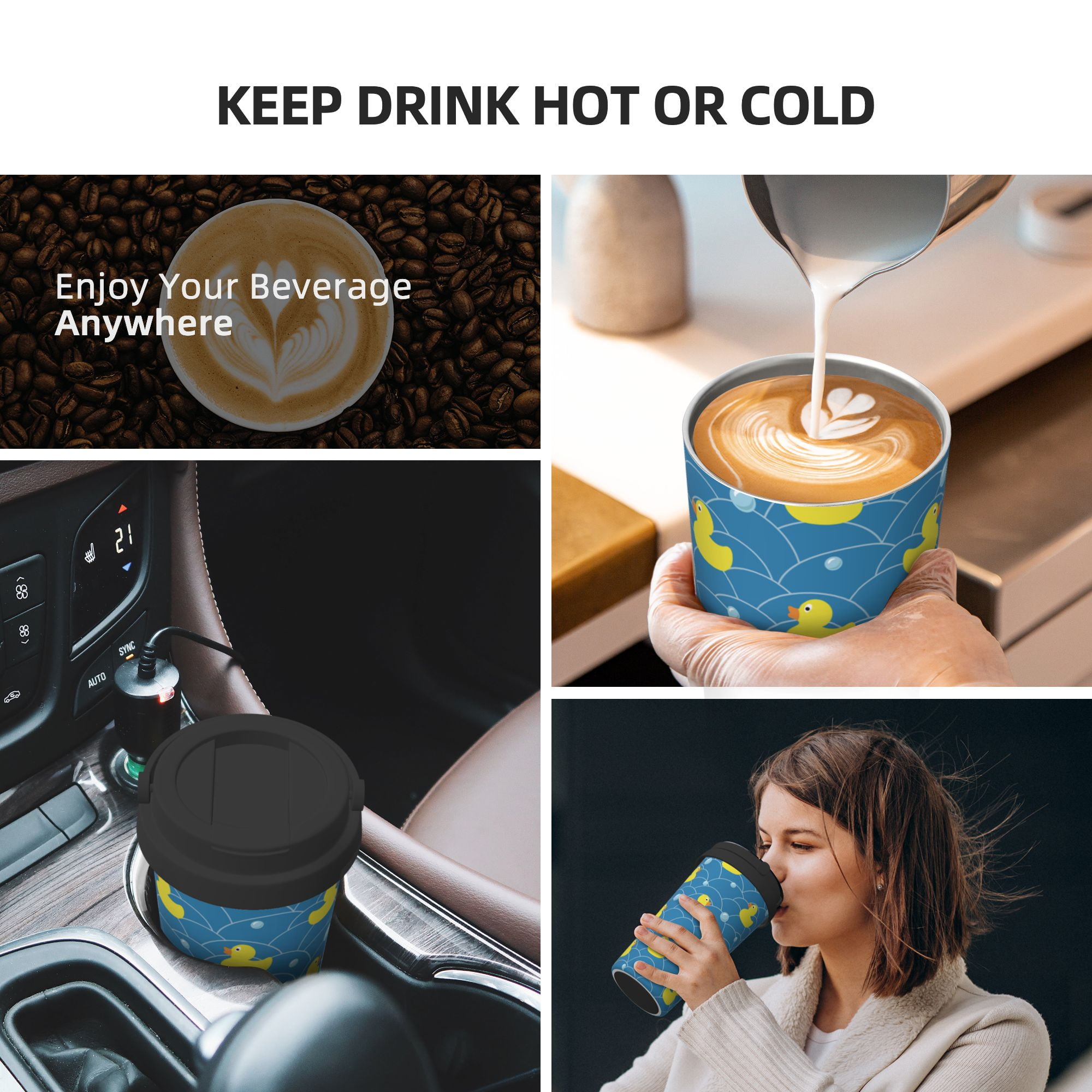 Dream Lifestyle 420ml Reusable Water Cup Coffee Mug with Lid & Spill Stopper,Leak-proof  & BPA Free Plastic Mug for Home Office Travel , Dishwasher Safe Portable  and Eco-Friendly 