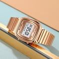 thumbnail image 5 of Retro Stainless Steel Digital Watch, unisex waterproof wristwatch with date alarm, durable metal band for daily casual wearing,,Rose Gold, 5 of 5