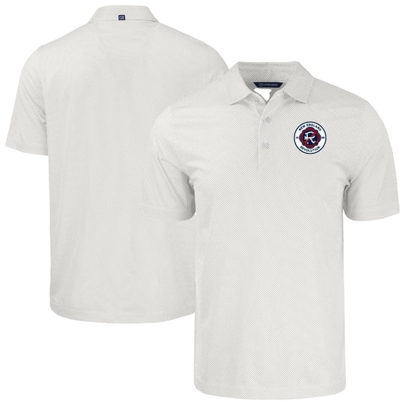 Men's-Cutter & Buck White New England Revolution Big & Tall Pike Eco Symmetry Print Stretch Recycled Polo