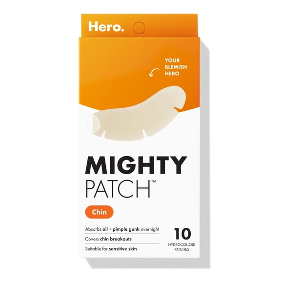 Hero Cosmetics Mighty Patch Chin, Contoured Chin Hydrocolloid Acne Pimple Patch, 10 Count