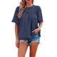 thumbnail image 1 of VISgogo, camisetas de gasa de verano para mujer, camisetas de manga corta acampanadas informales holgadas de encaje de Color sólido, ropa de calle para el día a día VISgogo  moda, 1 of 4