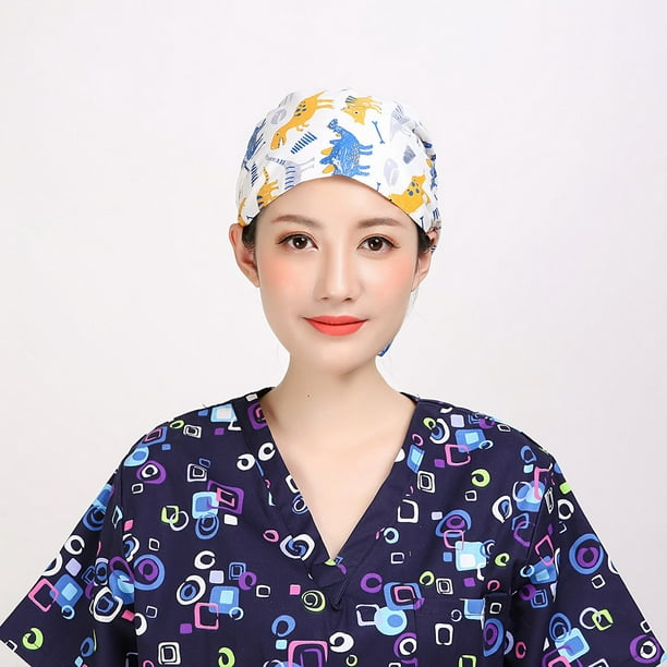 1 pc bonnet chirurgical mignon Animal imprimé coton dinosaure chirurgie chapeau  infirmière casquette pour pharmaciens infirmières 