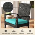 thumbnail image 3 of Outdoor Wicker Rocking Chair with Removable Cushion, PE Rattan Patio Rocker with Steel Frame, High Back and Armrests for Garden, Porch, Balcony, Turquoise, 26"W x 34.6"D x 38.6"H, 3 of 7