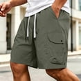 thumbnail image 2 of TEAJOPSUU Men's Cargo Shorts Plus Size Casual Elastic Waist Drawstring Quick Dry Gym Beach Sports Shorts with Pockets B-Olive Green, 2 of 7