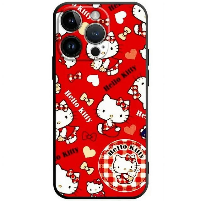 Phone Case for iPhone 11 14 12 13 Pro Max 7 8 XR X XS 6 6S Plus MINI Silicone Capa Pink Red Many Color Hello Kitty LXY