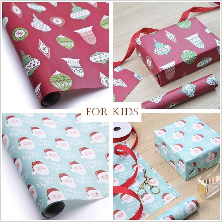 Custom Santa and Presents Wrapping Paper Sheets (Personalized)