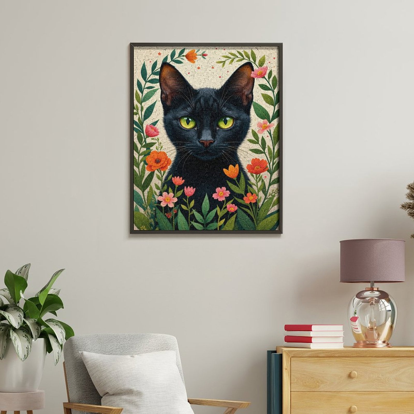 Paint by Numbers Kit for Adults, Cat Portrait With Flowers Paint by Numbers, Easy Paint by Numbers Kit for Adults Beginner, DIY Adult Paint by Number Kits on Canvas, Home Decor