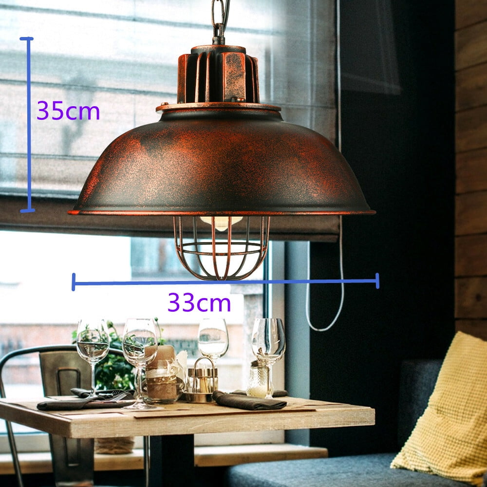 60W Vintage Pendant Light, Industrial Rustic Hanging Ceiling Lamp Fixture for Farmhouse 110V
