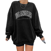 Jeanewpole1 Women Long Sleeve Round Neck Oversized Sweater Los Angeles California Graphic Top