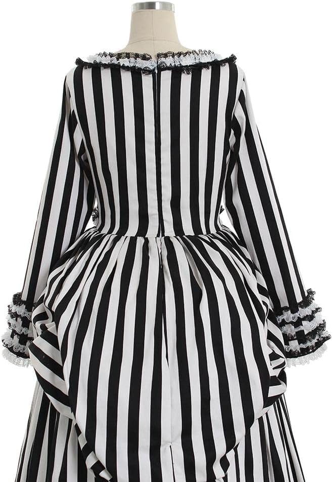 Women's Sleepy Hollow Katrina Dress Black and White Striped Dress Halloween  Outfit - Walmart.com
