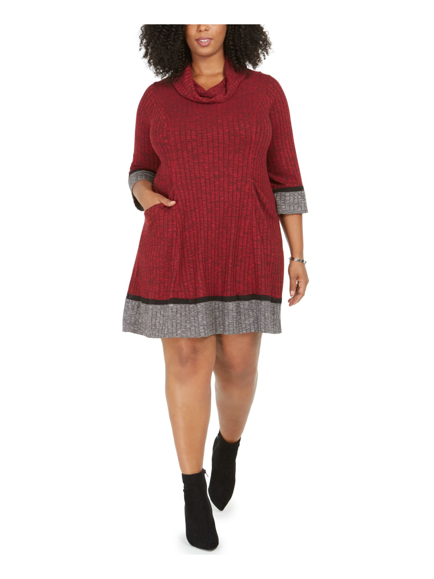 ROBBIE BEE Womens Red Sweater 3/4 