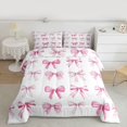 thumbnail image 2 of Feelyou Kawaii Bowknot Kids Twin Comforter Sets, White Pink Watercolor Bedding Set, 2pcs, 2 of 8