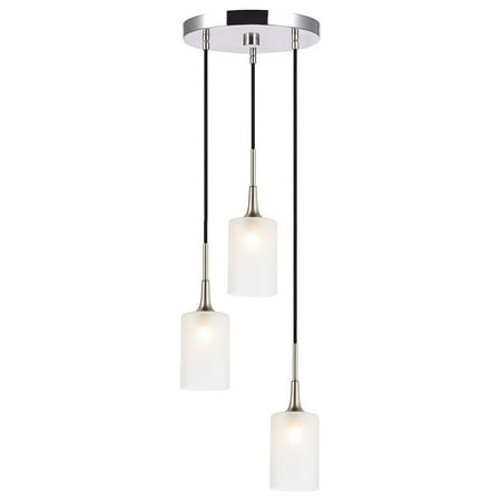 

Woodbridge Lighting Chelsea 3Lt Cylinder Glass Cluster Pendant in Nickel/Opal