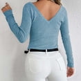thumbnail image 6 of Qepwscx Womens Long Sleeve Shirts V Neck Basic Slim Fitted Tops Stretch Base Layer T-Shirt, 6 of 6