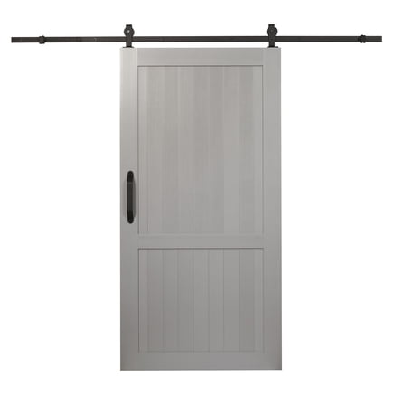 Spectrum Millbrooke PVC Barn Door H-Style Size 42"wide x 84"high - Kit *Requires Assembly* Satin Silver Color