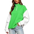 thumbnail image 3 of Tqcoqu Women's Color Block Quarter Zip Sweatshirt,Stand Collar Long Sleeve Loose Casual Pullover Tops,2026 Fall Winter Trendy Clothes,Army Green Women's S-XXL, 3 of 6