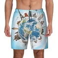thumbnail image 3 of Uemuo World Travel Pattern Mens Swim Trunks Quick Dry Board Shorts with Mesh Lining, Stretch Beach Shorts Quick Dry No-Chafing Board Shorts-XX-Large, 3 of 9