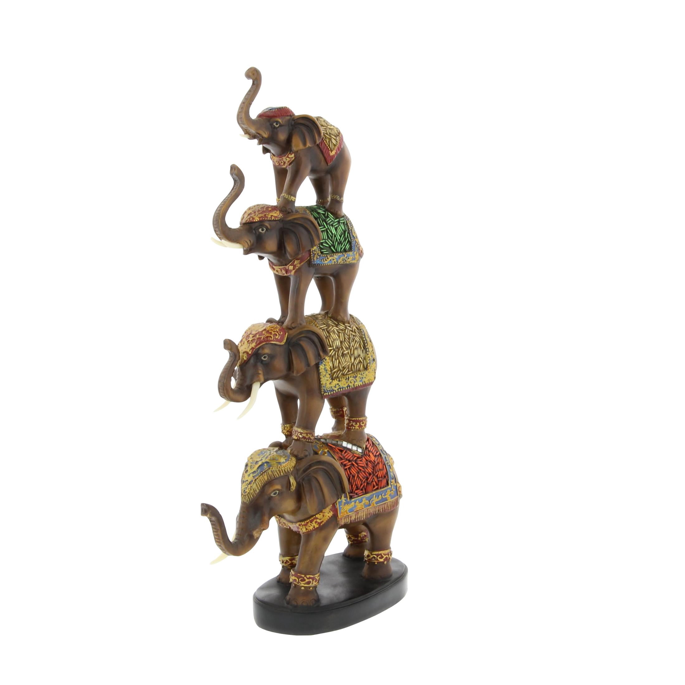9" x 18" Brown Polystone Elephant Sculpture, by DecMode