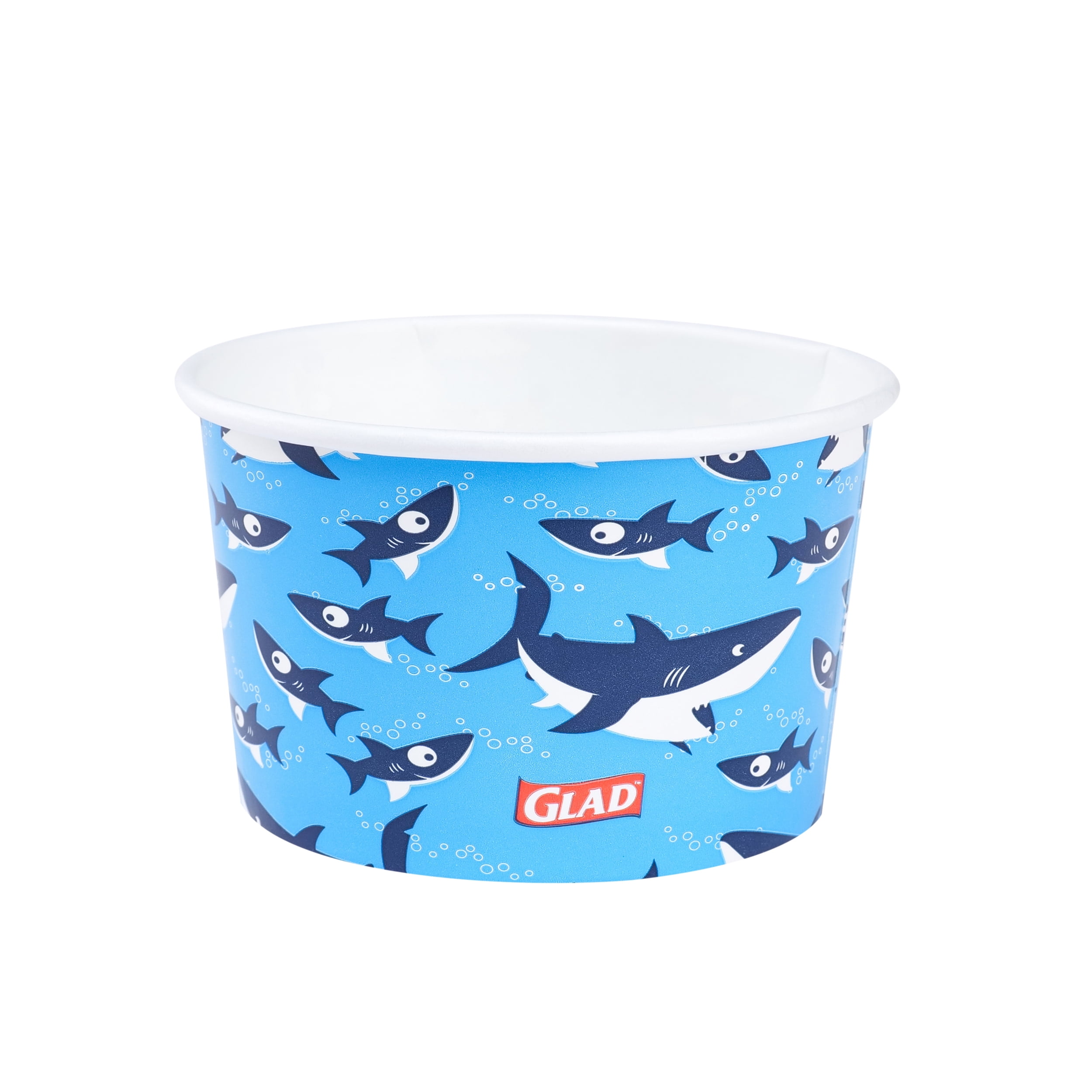 Glad For Kids Sharks 6oz Paper Snack Bowls, 24 Count - Leak Resistant & Sturdy