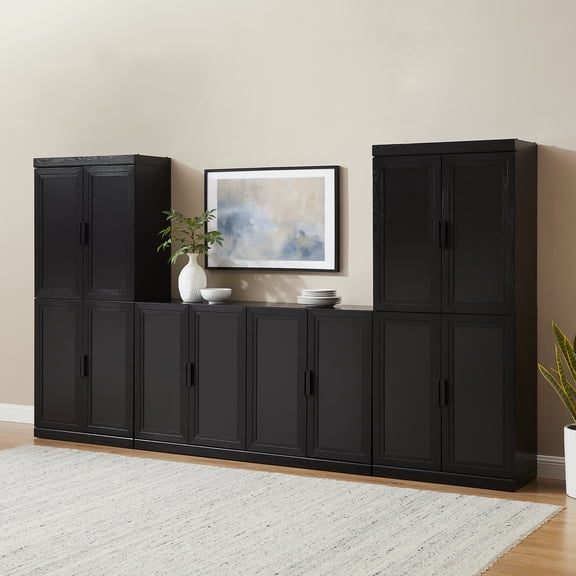 Essen 3-Piece Sideboard And Pantry Set Black - Sideboard & 2 Pantries
