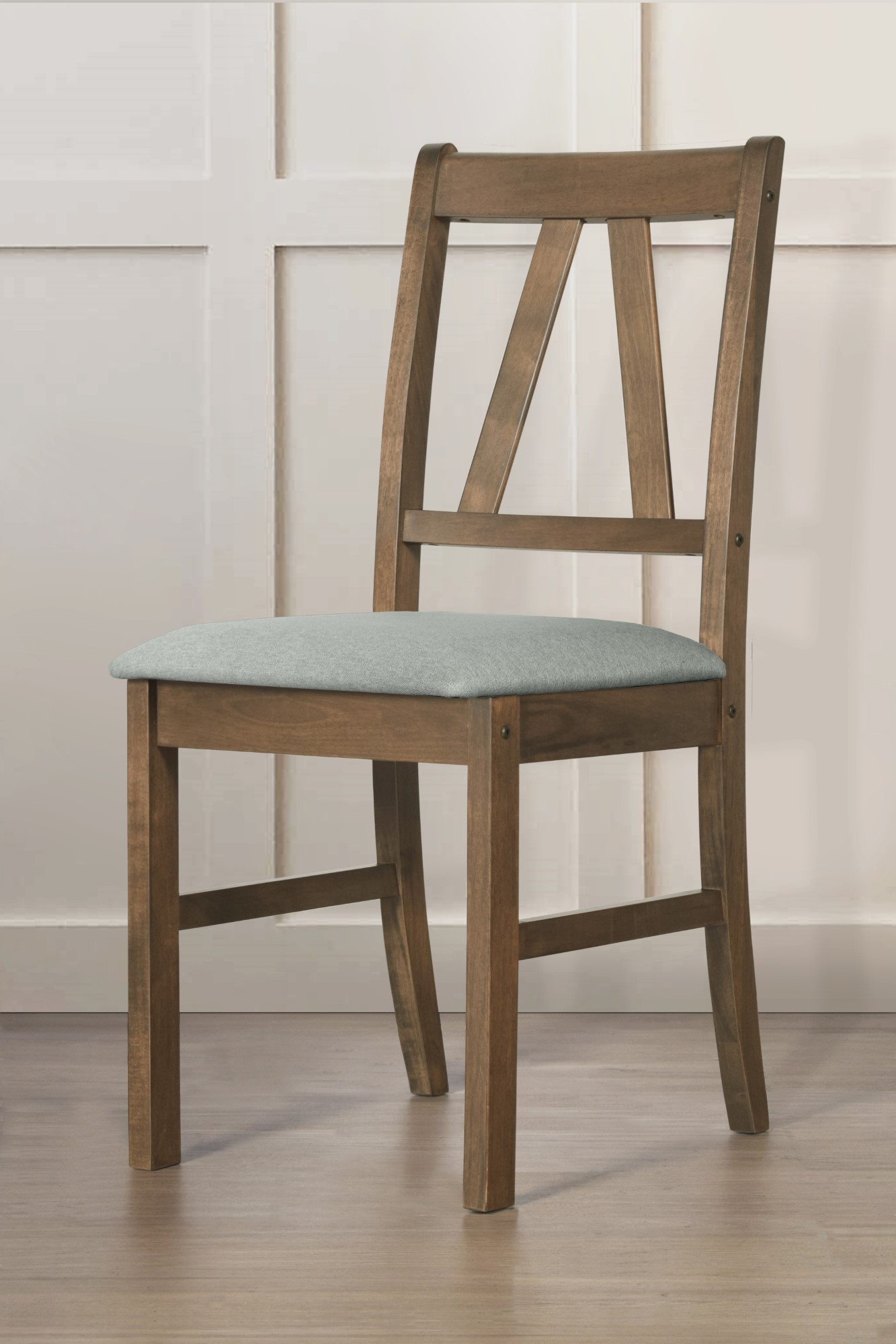 Home Design Cordova Dining Chair Set of 4, Brown/Gray, Wood Frame with Cushioned Seat, Transitional Style