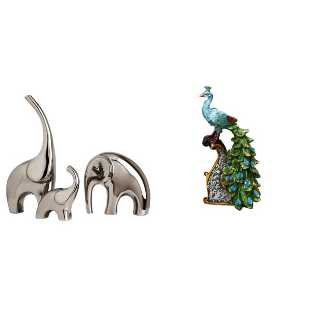Estatua de elefante,Estatuas de elefantes de cerámica,figuras de elefantes,decoración,Figura de escritorio,Estante de estatua de pavo real para escritorio,decoración del hogar,Figura