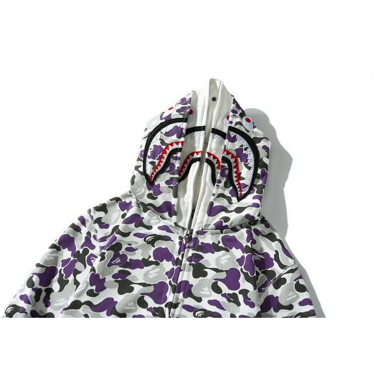 Grey and purple bape hoodie 2025