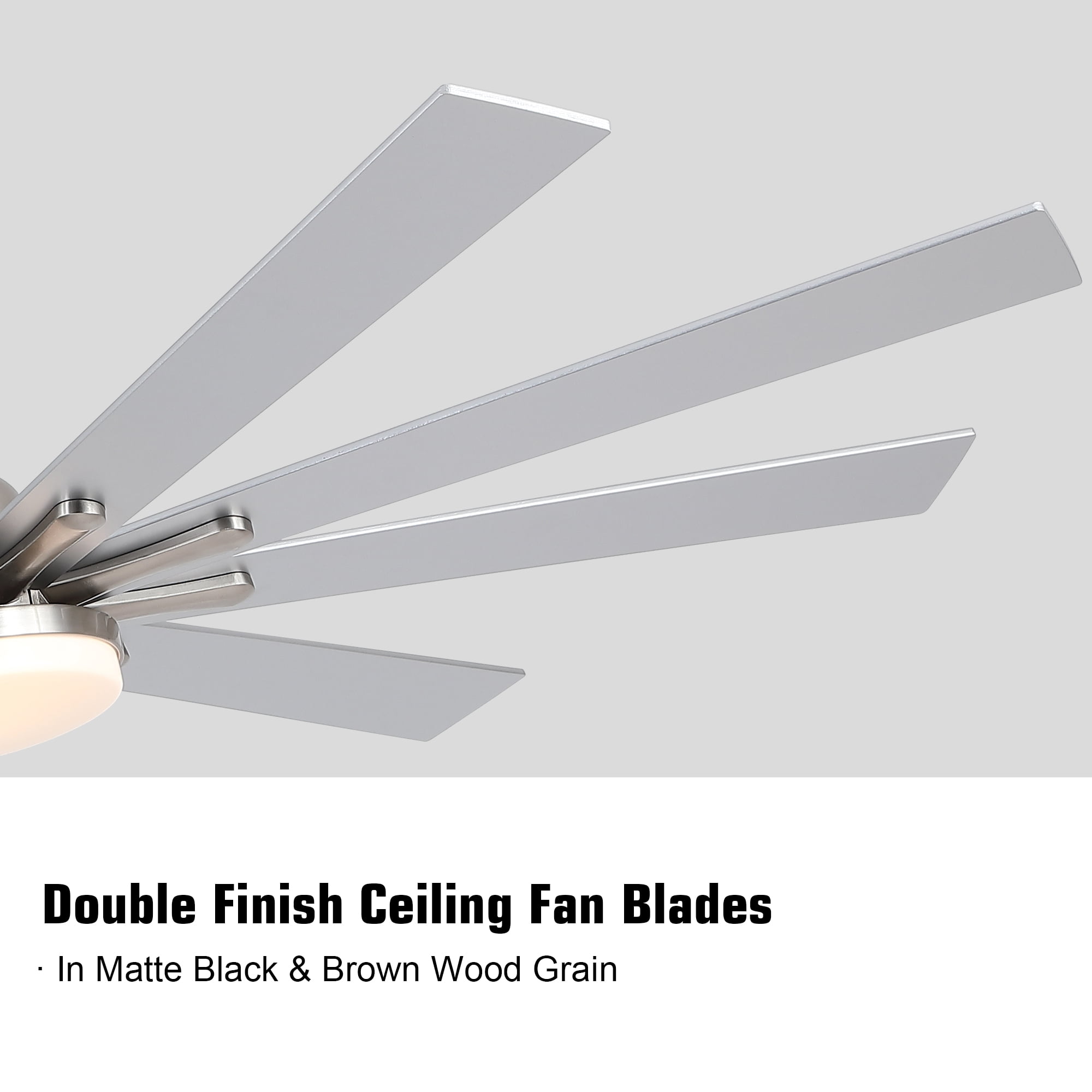Wellspeed 72 in. Smart LED Ceiling Fan with 9 Blades, Remote Control, for Indoor Room, Brushed Nickel