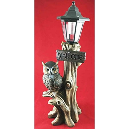 Welcome Dog Statue YTC SUMMIT Bouncer Perching Night Owl Welcome Sign Statue With Solar Powered Lantern LED Light Patio Decor Indoor Outdoor ()