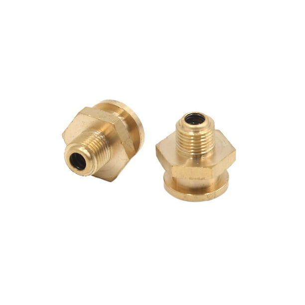 2Pcs Brass Tone 9.5mm Thread Dia Button Head Grease Zerk Nipple Fitting