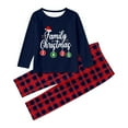 thumbnail image 2 of Aofany Christmas Pajamas for Family Matching Long Sleeve Christmas Print T shirt Tops + Plaid Pants Set Holiday Sleepwear, 2 of 4