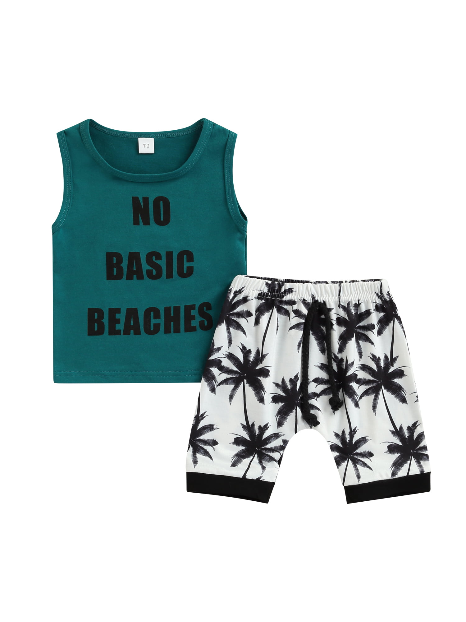 2PCS Baby Kids Boys Print Vest T-Shirts Tops Shorts Pants Summer Clothes Outfits 