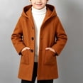 thumbnail image 2 of ZACPNCV Boys Hooded Wool Blend Coat Kids Single Breasted Mid-Length Pea Coat with Pockets Classic Fall Winter Warm Outerwear,Brown, 2 of 9